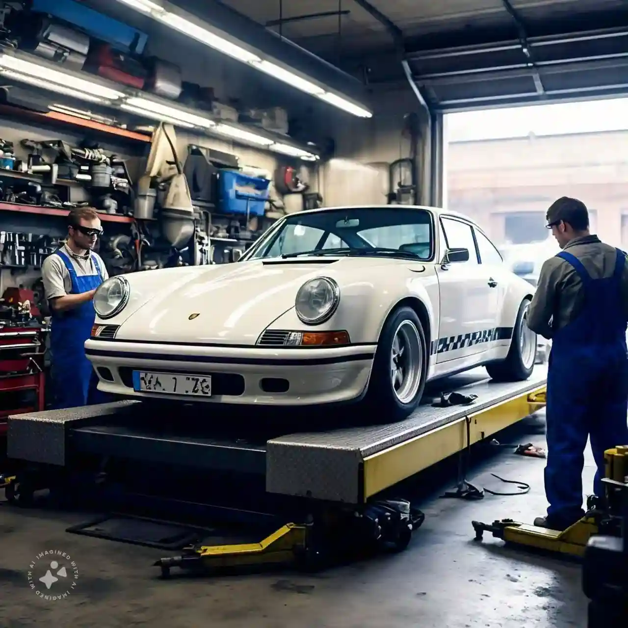 Luxury Porsche maintenance and diagnostics workshop in Dubai